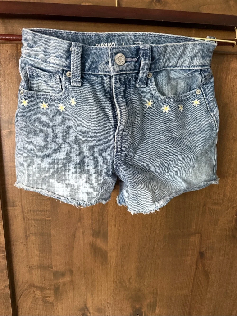 Old Navy Light Blue Denim Shorts with Daisy Embroidery